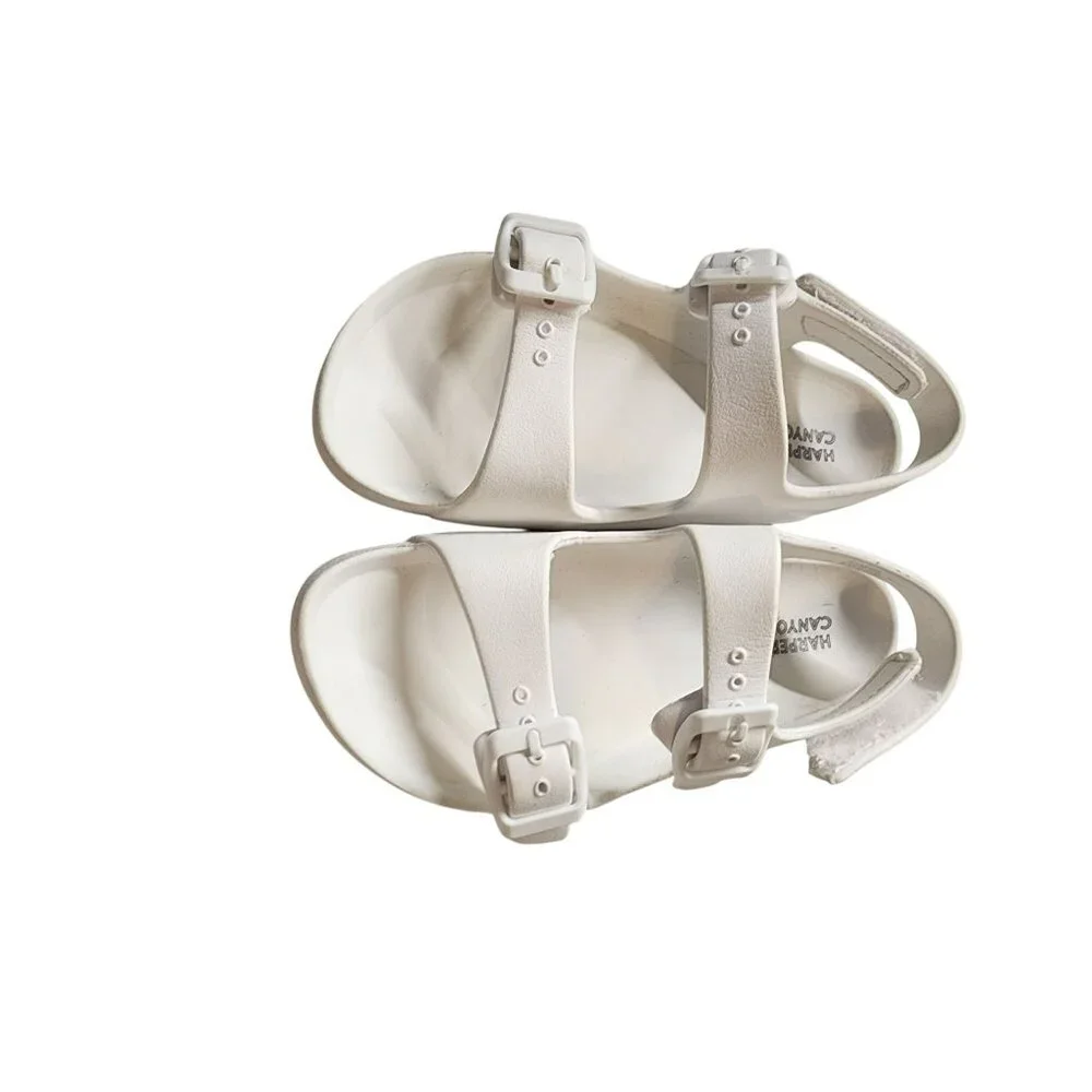 Harper Canyon White Double-Buckle Sandals For Kids Size 11 Adjustable Straps